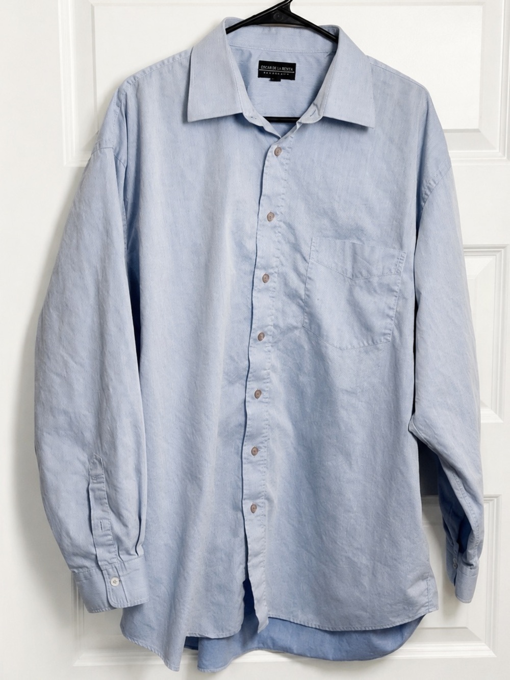 Oscar de la Renta Light Blue Textured Dress Shirt Mens XL